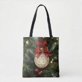 Tote Bag Collection élégante d'ornement de Noël avec Bow ro (Devant)