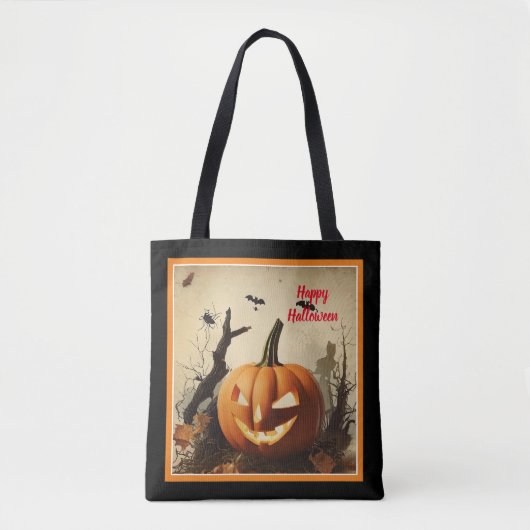 Tote Bag Collection Halloween Citrouille éffrayant (Devant)