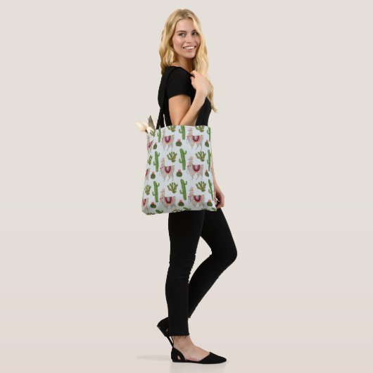 Tote Bag Collection Llamarama | Cactus & Llama Motif (Sur le modèle)