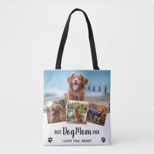 Tote Bag Collection photo moderne White Best Dog Mom (Devant)