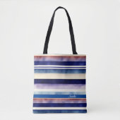 Tote Bag Collection populaire Summer Navy Blue Boat Stripes (Devant)