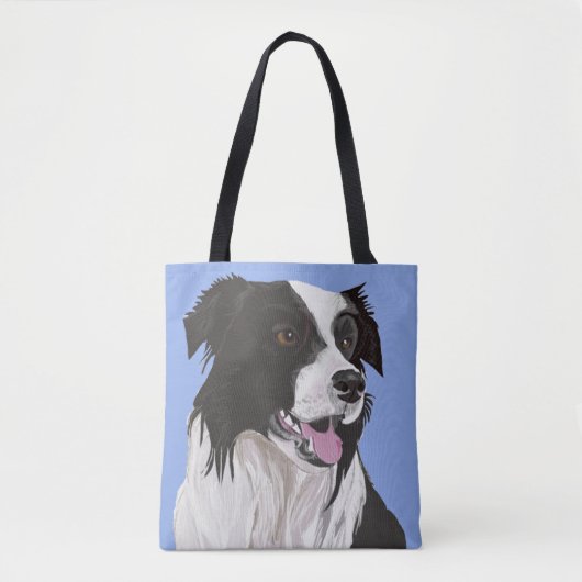 Tote Bag Collie Bordure noire et blanche (Devant)