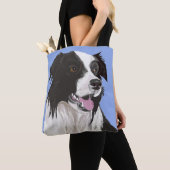Tote Bag Collie Bordure noire et blanche (De près)