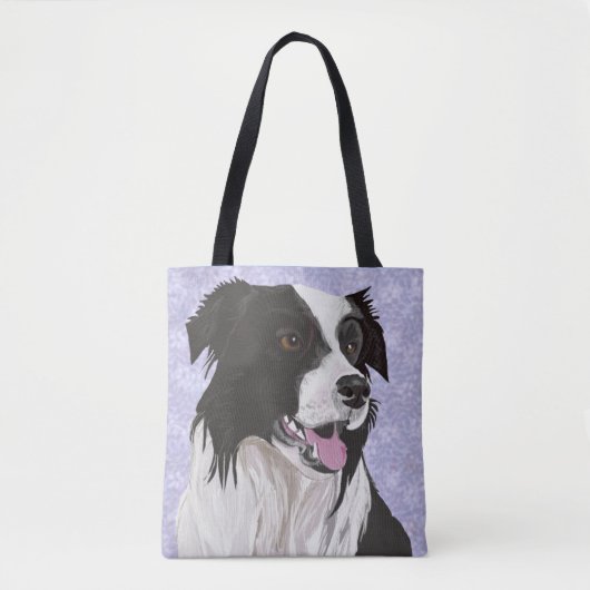 Tote Bag Collie Bordure noire et blanche (Devant)