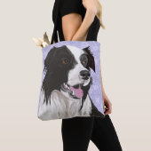 Tote Bag Collie Bordure noire et blanche (De près)