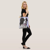 Tote Bag Collie Bordure noire et blanche (Sur le modèle)