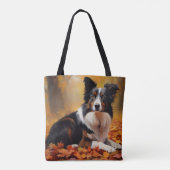 Tote Bag Collie frontalier à l'automne Feuilles automne Ins (Dos)