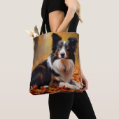 Tote Bag Collie frontalier à l'automne Feuilles automne Ins (De près)