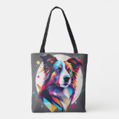Tote Bag Collie frontalier moderne Abstrait (Dos)