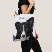 Tote Bag Collie frontière noire et blanche personnalisée (De près)