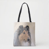 Tote Bag Collie (Rough) Peinture - Cute Original Dog Art (Devant)