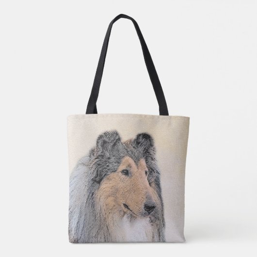 Tote Bag Collie (Rough) Peinture - Cute Original Dog Art (Dos)