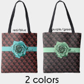 Tote Bag Collier de rose géométrique rétro moderne avec nom