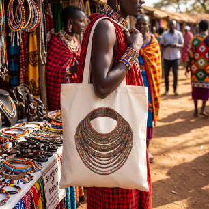 Tote Bag Collier tribal perlé africain