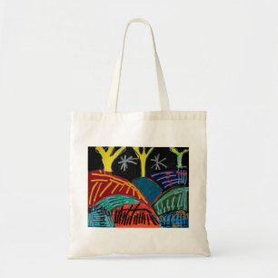 Tote Bag Collines et arbres de nuit (avec le posca) par