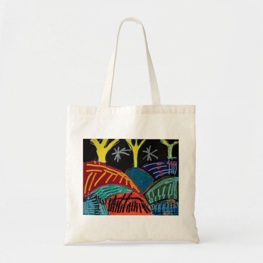 Tote Bag Collines et arbres de nuit (avec le posca) par (Devant)