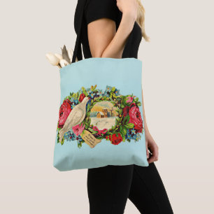 Tote Bag colombe blanche victorienne et message d'amour