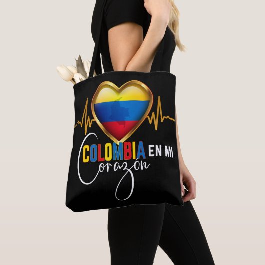 Tote Bag Colombia en mi Corazon Colombian Pride (De près)