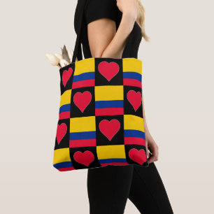 Tote Bag Colombie Drapeau Coeur Motif Patriotique Colombien