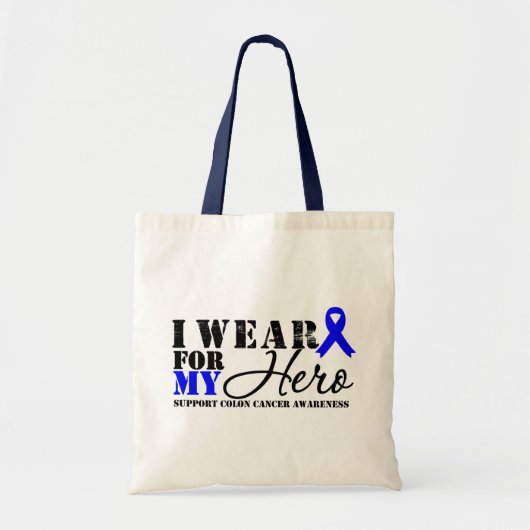 Tote Bag Colon Cancer Hero Bleu Ruban (Devant)