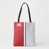 Tote Bag Colonnes de collège Monogramme rouge et blanc (Devant)