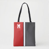 Tote Bag Colonnes de collège Monogramme rouge et gris (Devant)