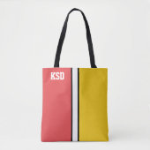 Tote Bag Colonnes de collège Monogramme rouge et or (Devant)