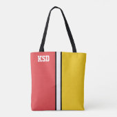 Tote Bag Colonnes de collège Monogramme rouge et or (Dos)