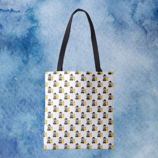 Tote Bag Color Guard Gray Cat Black Yellow Pattern