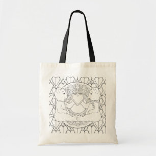 Tote Bag Color Me do-it-yourself Teddy Bear Hearts