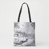 Tote Bag Coloration Surf d'échappement Palm Tree (Devant)
