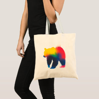 Tote Bag Coloré Abstrait Spray Peinture Ours Silhouette