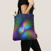 Tote Bag Coloré Avec Bleu Moderne Art Fractal Abstrait (De près)