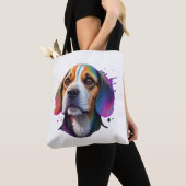 Tote Bag coloré beagle (De près)