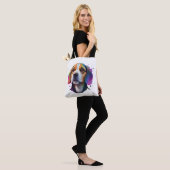 Tote Bag coloré beagle (Sur le modèle)