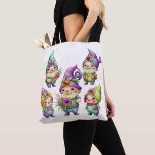 TOTE BAG COLORÉ CUTE MARDI GRAS GNOMES