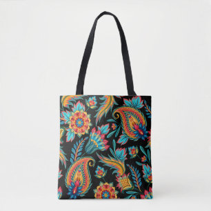 Tote Bag Coloré Ethnique Vintage Floral Paisley Motif