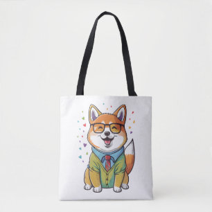 Tote Bag Coloré Kawaii Shiba Inu Hipster 1