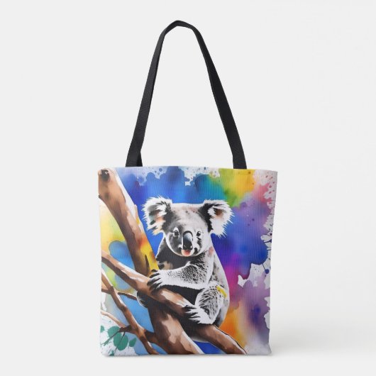 Tote Bag Coloré Koala Bear Aquarelle Splash, (Dos)