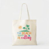 Tote Bag Coloré La Plage Appelle Citation Été (Devant)