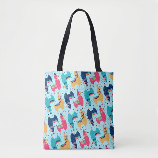 Tote Bag Coloré Llama Alpaca Lama Motif animal (Devant)