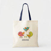 Tote Bag Coloré mignon Oiseaux Whimsical Trio (Devant)