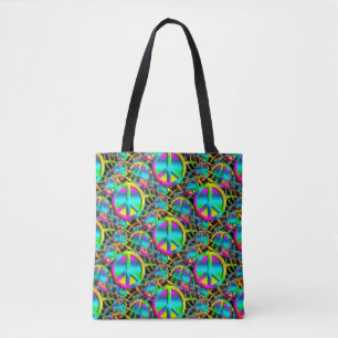 Tote Bag Coloré PEACE Web motif sans faille + vos idées