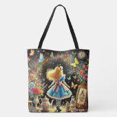 Tote Bag Colorful Alice In Wonderland Fantasy Art (Dos)