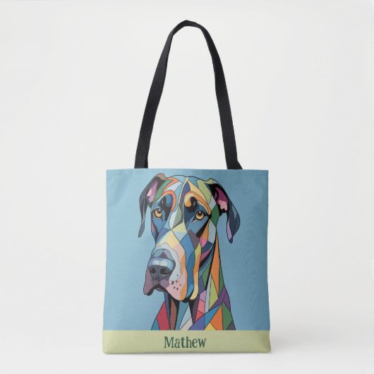 Tote Bag Colorful Cubist Great Dane (Devant)