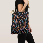 Tote Bag Colorful Falling Feather Art - Boho Graphic Print (De près)