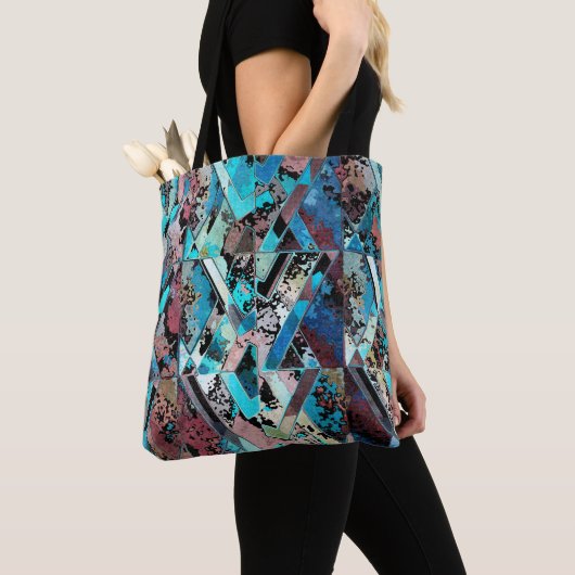 Tote Bag Colorful Geometric Abstract Pattern (De près)