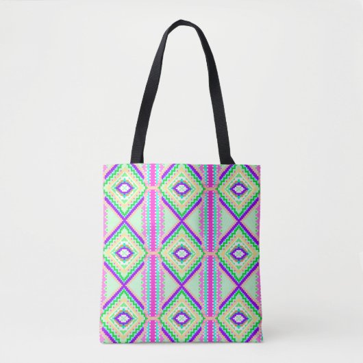 Tote Bag Colorful Geometric Boho Pattern (Devant)