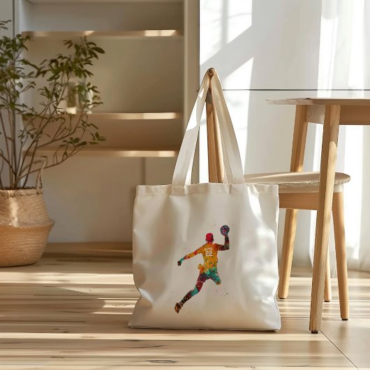 Tote Bag Colorful Handball Player