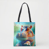 Tote Bag Colorful Hippo  (Devant)
